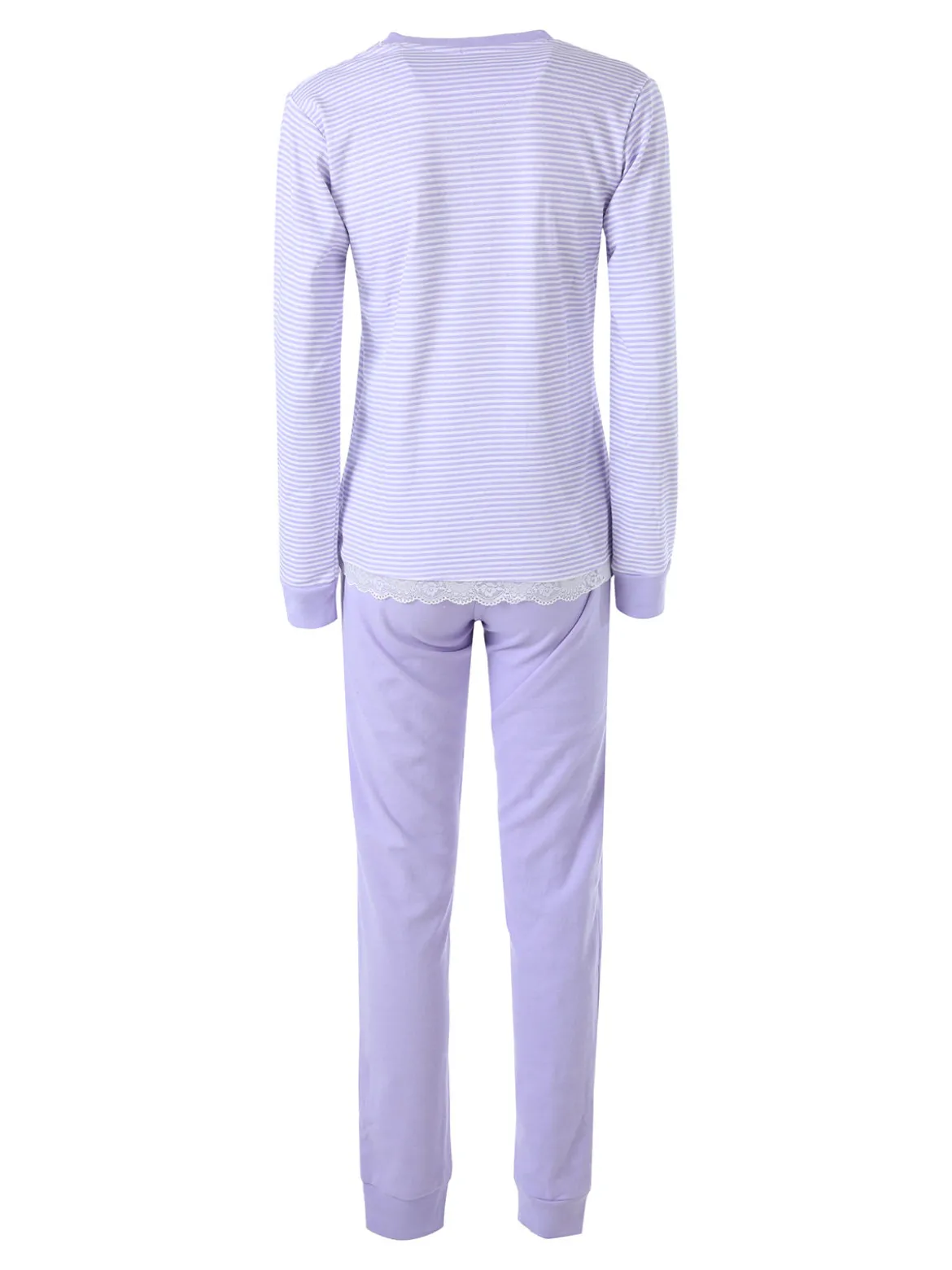 A Sette Pigiama lungo da donna in cotone interlock con maglia a righe - lilla