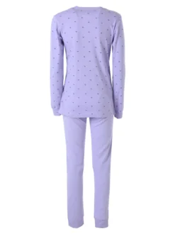 A Sette Pigiama lungo da donna in cotone interlock con stampa a cuori - lilla