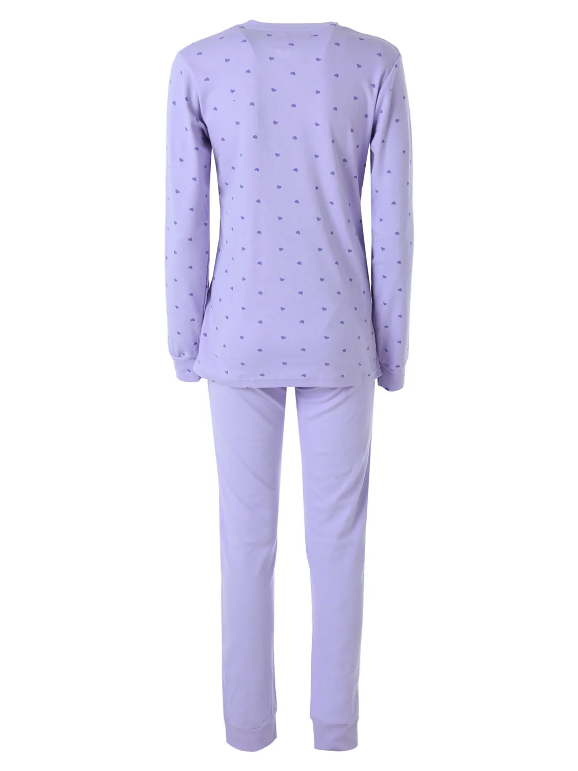 A Sette Pigiama lungo da donna in cotone interlock con stampa a cuori - lilla