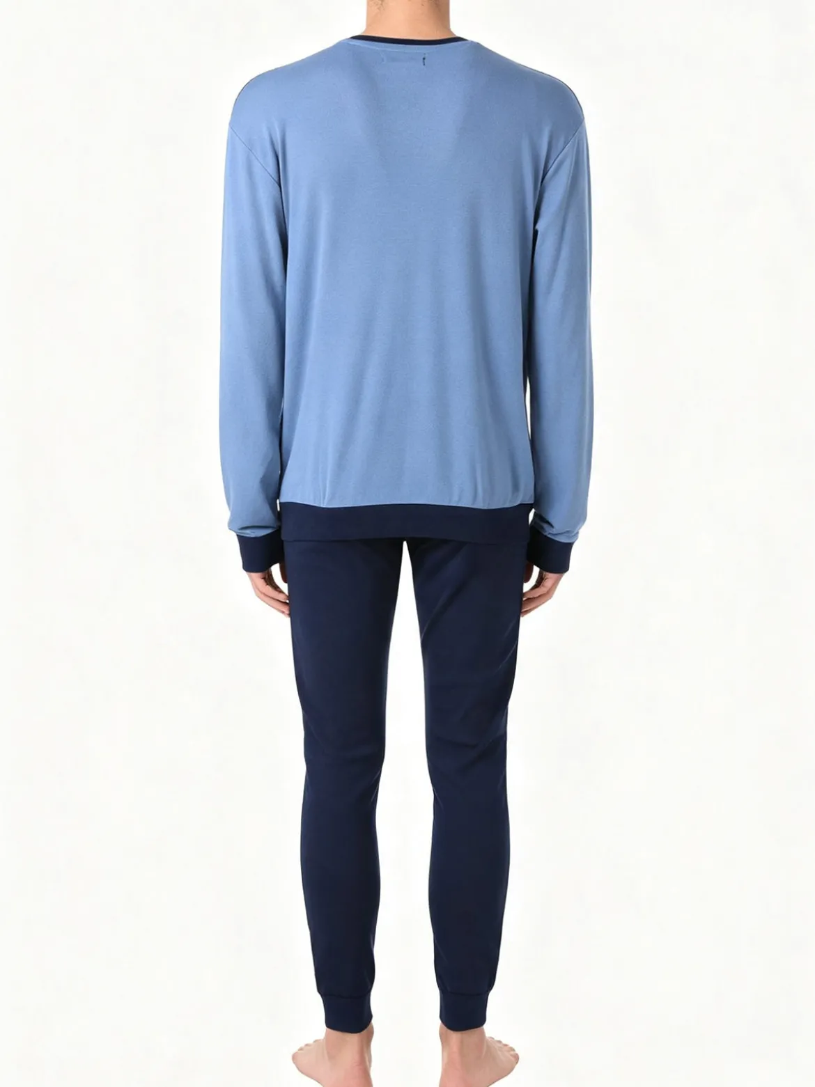 A Sette Pigiama lungo da uomo in cotone interlock - jeans