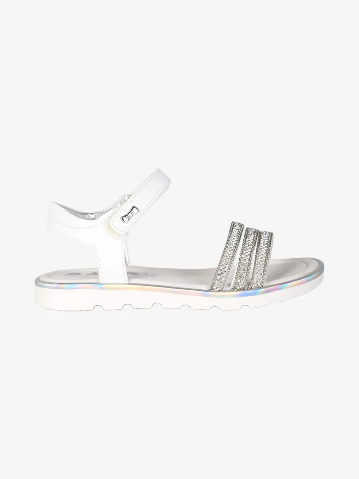 Asso Sandali da ragazza con strass e cinturino a strappo - bianco