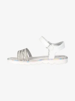Asso Sandali da ragazza con strass e cinturino a strappo - bianco