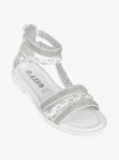 Asso Sandali intrecciati da ragazza con strass
