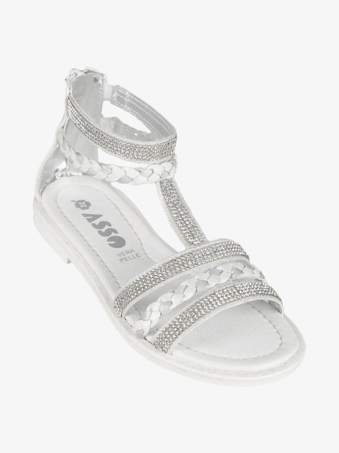 Asso Sandali intrecciati da ragazza con strass