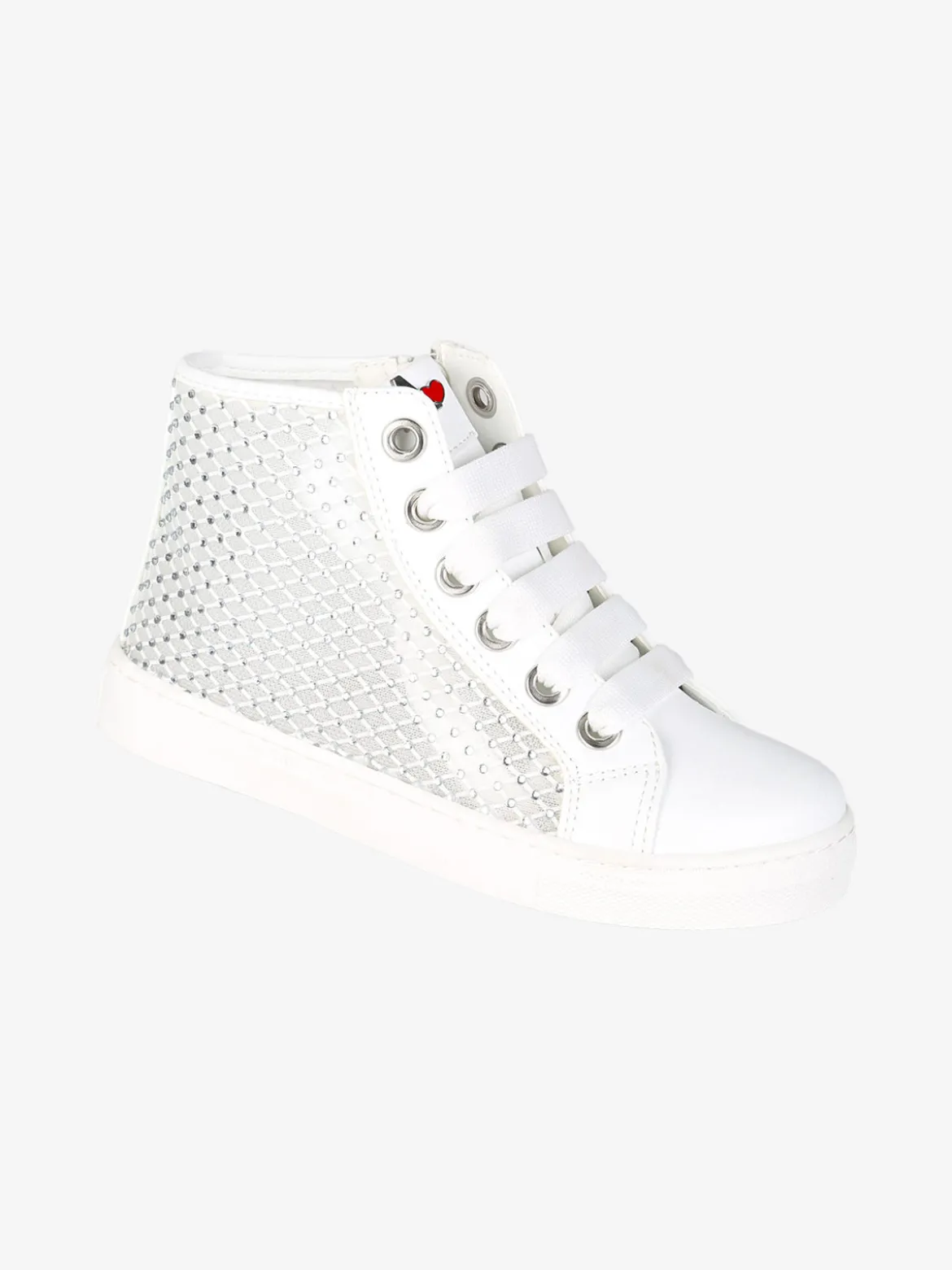 Asso Sneakers alte da ragazza con strass - bianco