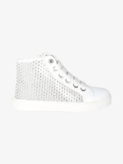 Asso Sneakers alte da ragazza con strass - bianco
