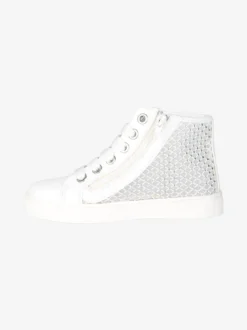 Asso Sneakers alte da ragazza con strass - bianco