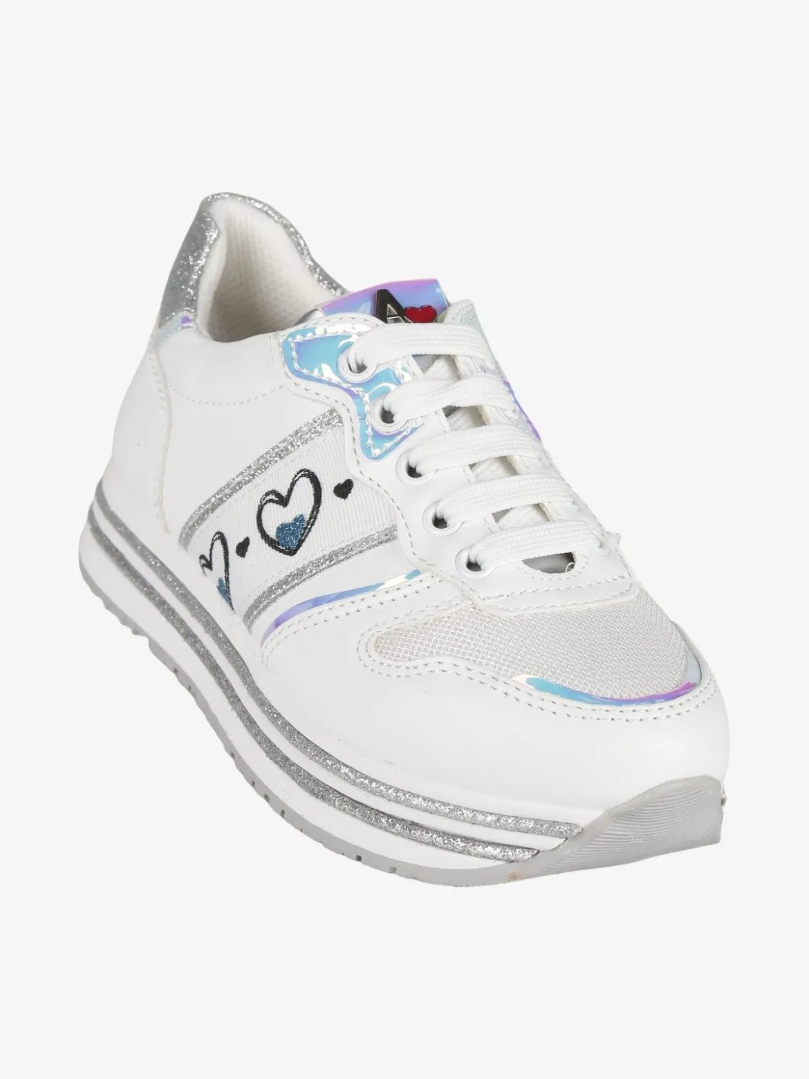 Asso Sneakers da bambina con platform e glitter