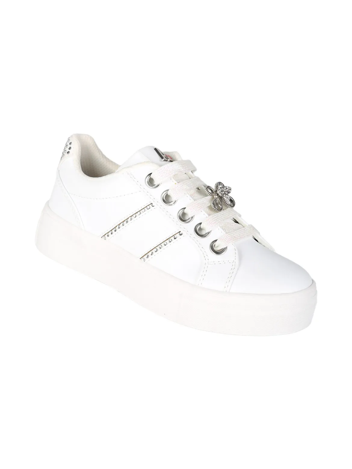 Asso Sneakers gioiello da ragazza con lacci e zip - bianco