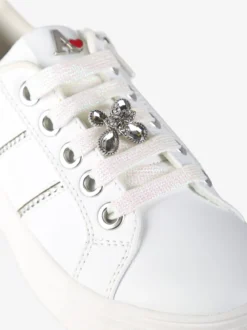 Asso Sneakers gioiello da ragazza con lacci e zip - bianco