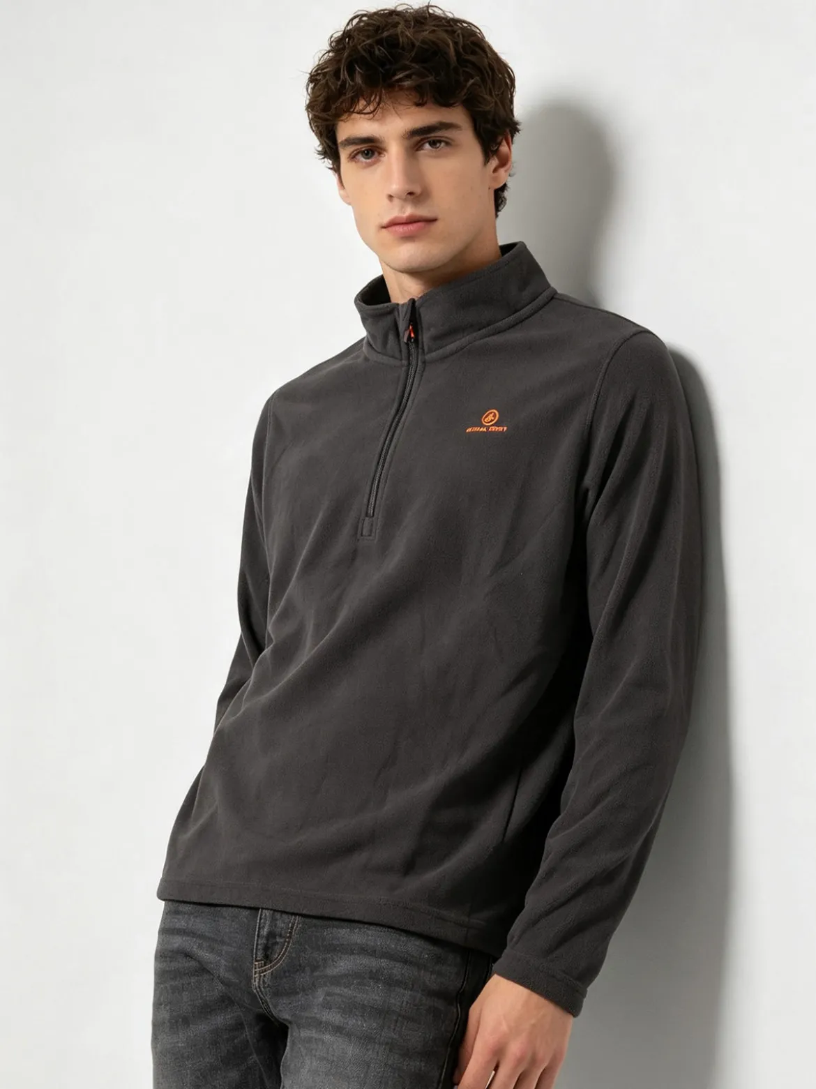 Athl Dpt Felpa da uomo mezza zip in micropile - antracite