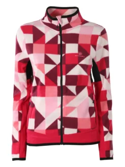 Athl Dpt Felpa donna colorata in micropile con zip intera - fragola