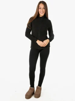 Athl Dpt Felpa donna full zip in micropile - nero