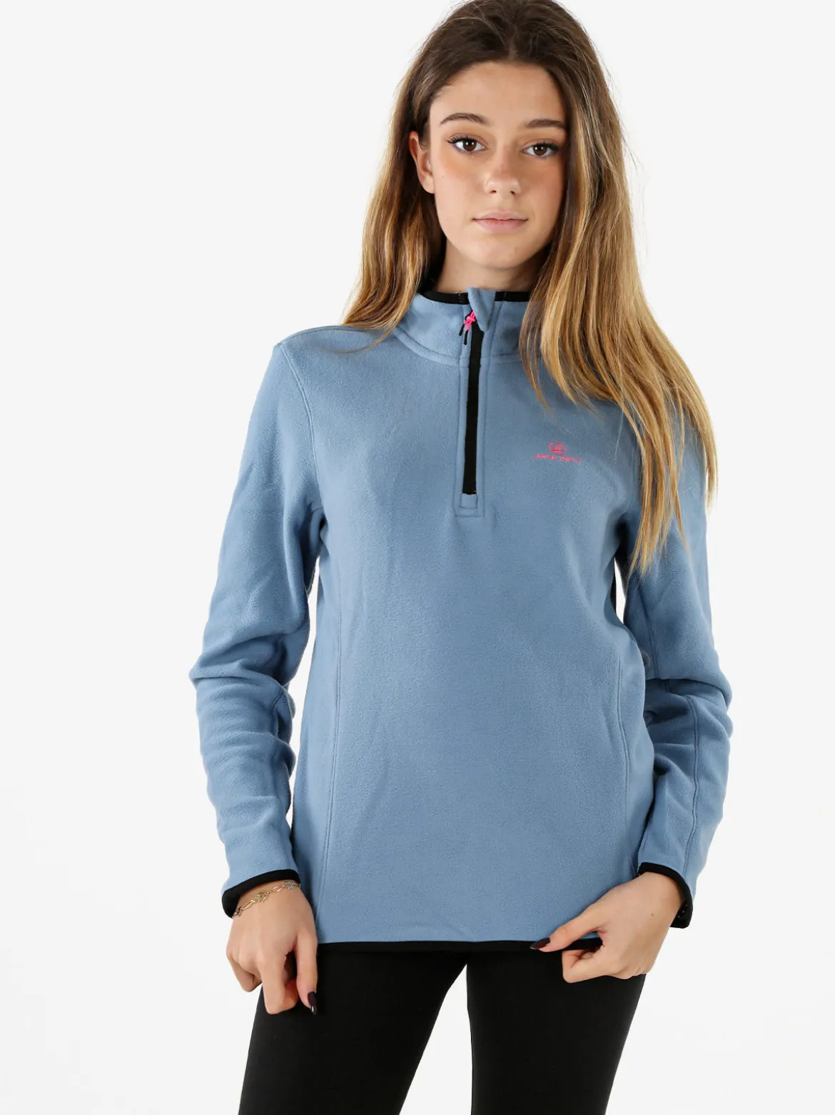 Athl Dpt Felpa donna mezza zip in micropile - azzurro
