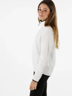 Athl Dpt Felpa donna mezza zip in micropile - bianco