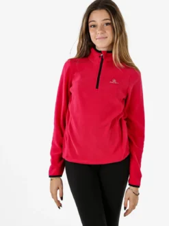 Athl Dpt Felpa donna mezza zip in micropile - fragola