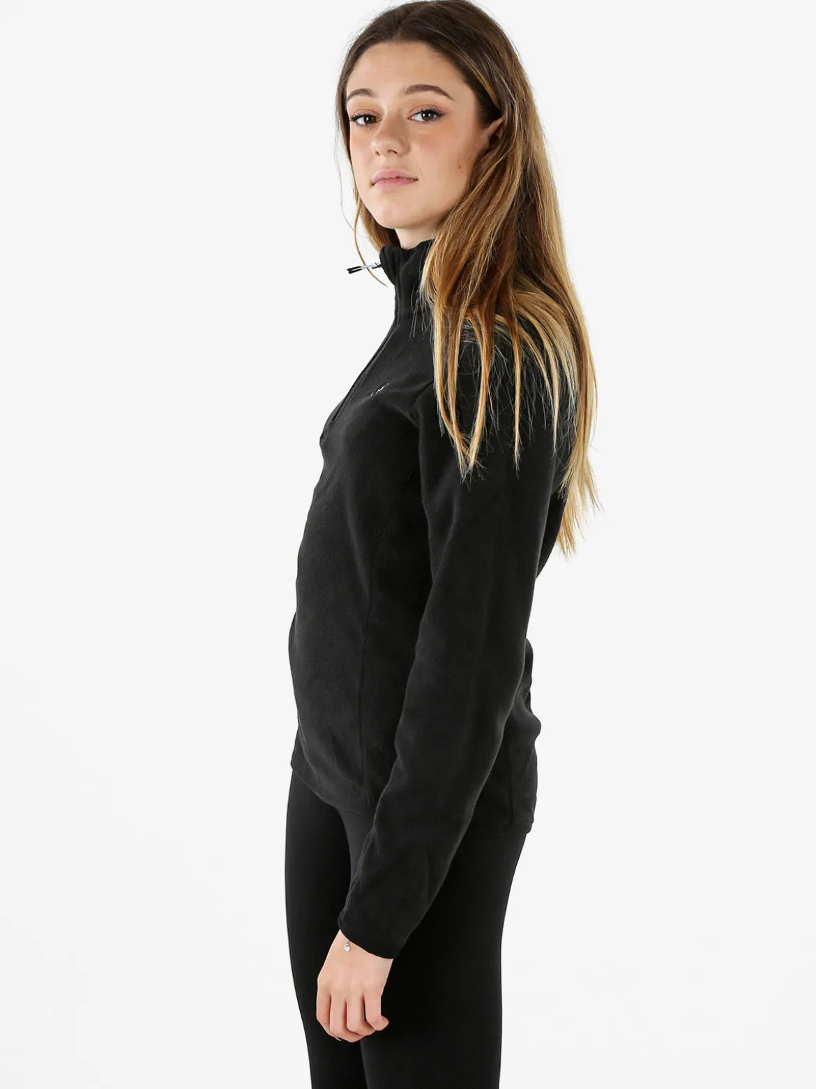 Athl Dpt Felpa donna mezza zip in micropile - nero