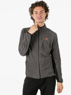 Athl Dpt Felpa uomo full zip in micropile con bordi a contrasto - antracite