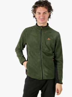 Athl Dpt Felpa uomo full zip in micropile con bordi a contrasto - militare
