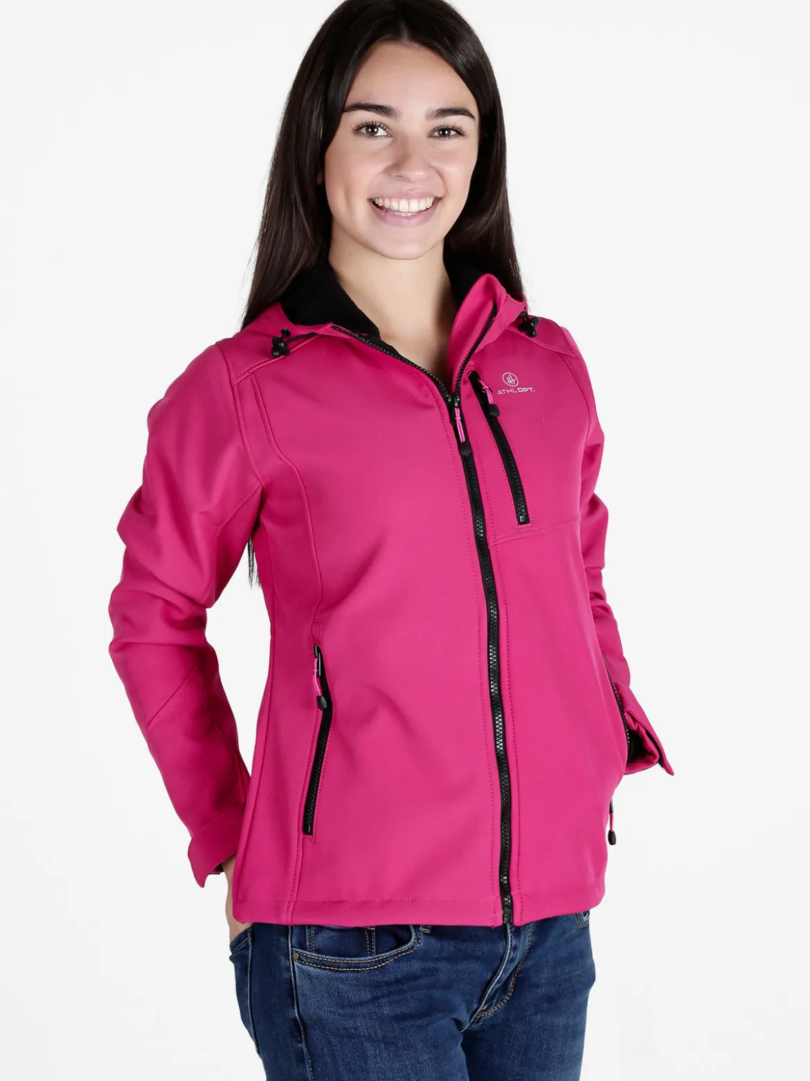 Athl Dpt Giacca impermeabile da donna con cappuccio e interno in pile