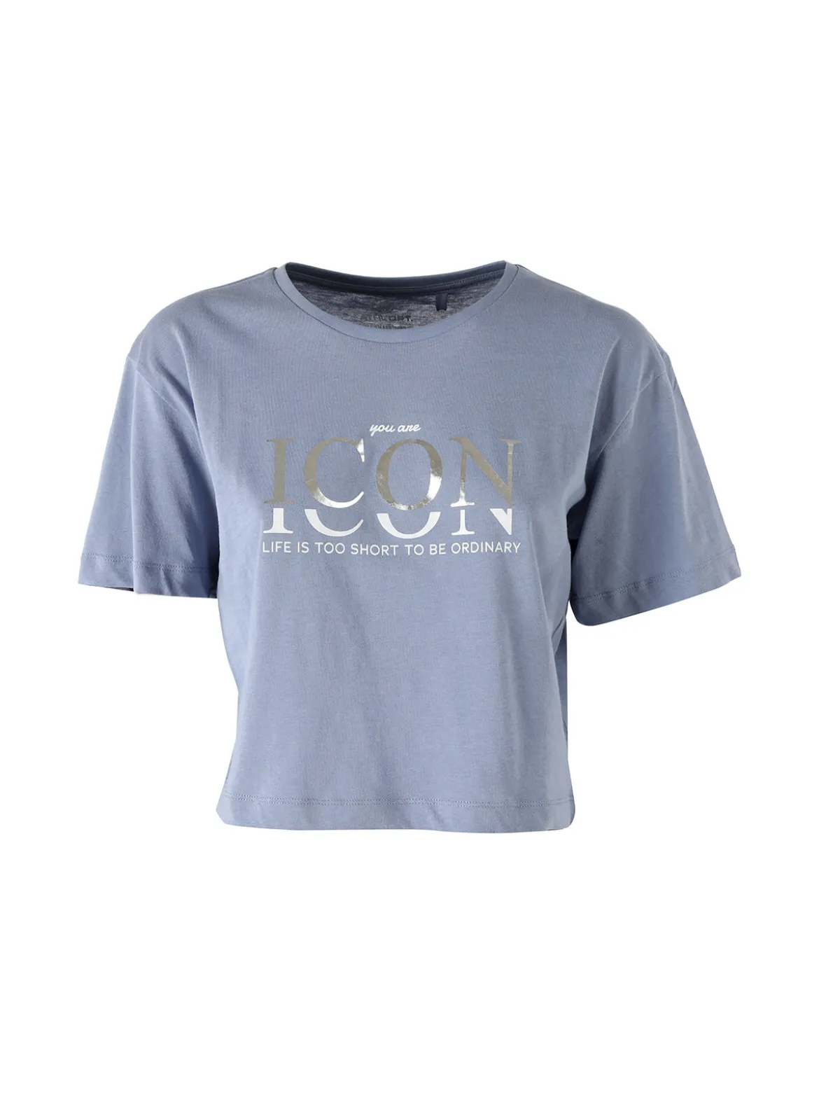 Athl Dpt T-shirt donna cropped in cotone con stampa - cielo