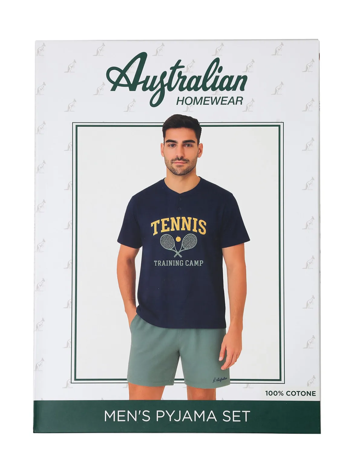 Australian Pigiama corto da uomo in cotone - verde