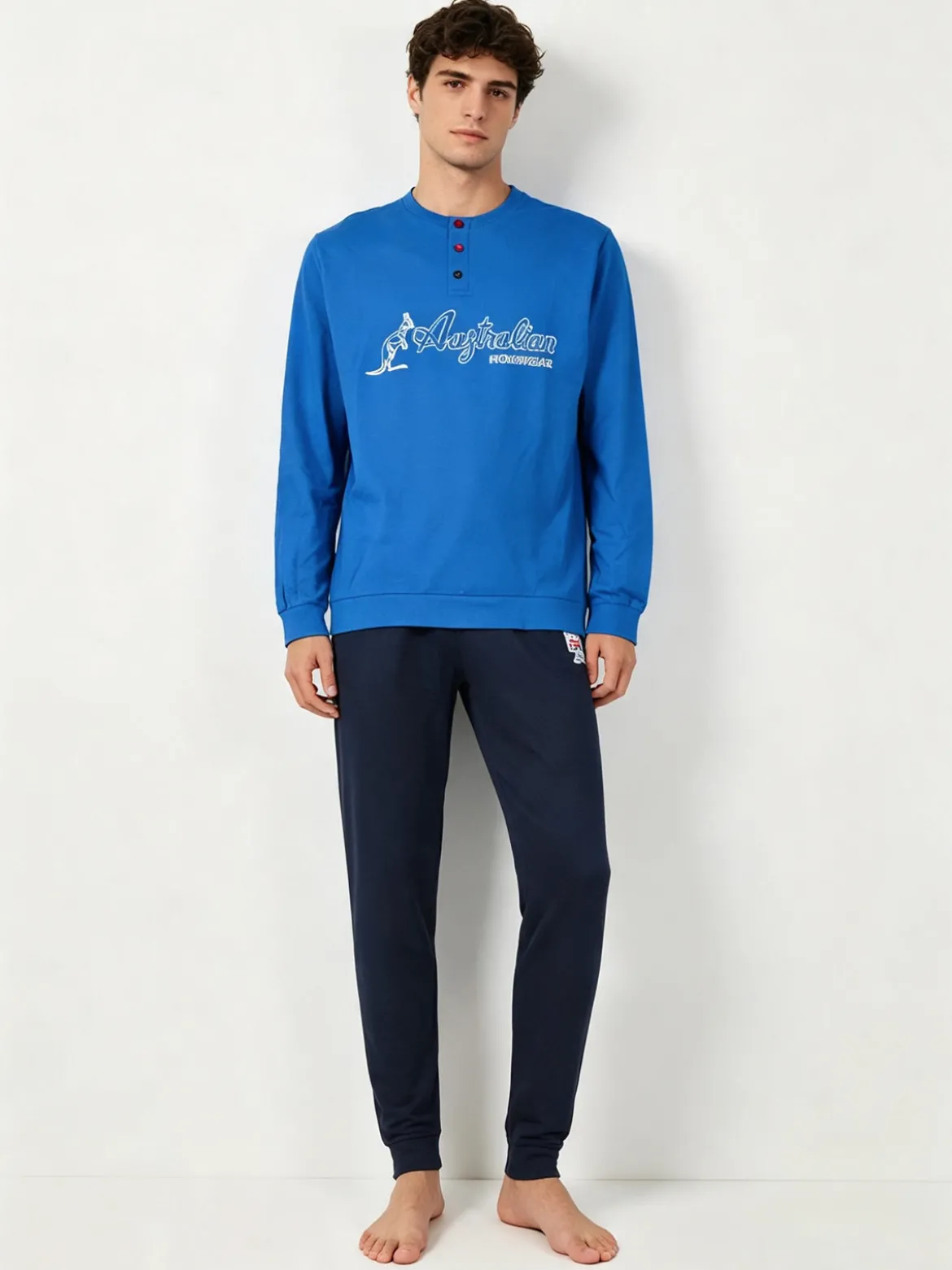 Australian Pigiama lungo uomo con scritta