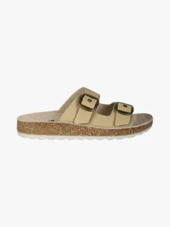 Axa Shoes Ciabatte donna con doppia fibbia e plantare in pelle - beige