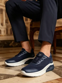 Axa Shoes Sneakers sportive da uomo in maglia - blu scuro