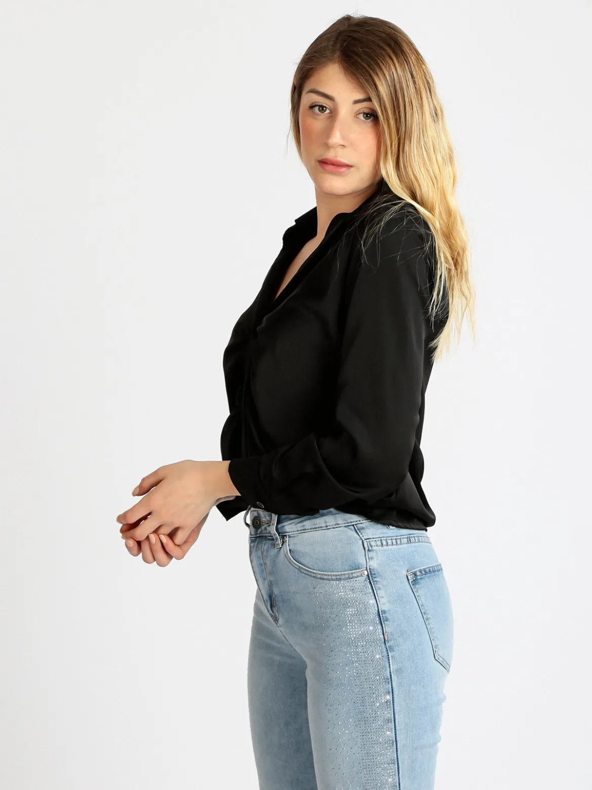 Aymei Camicia donna effetto raso