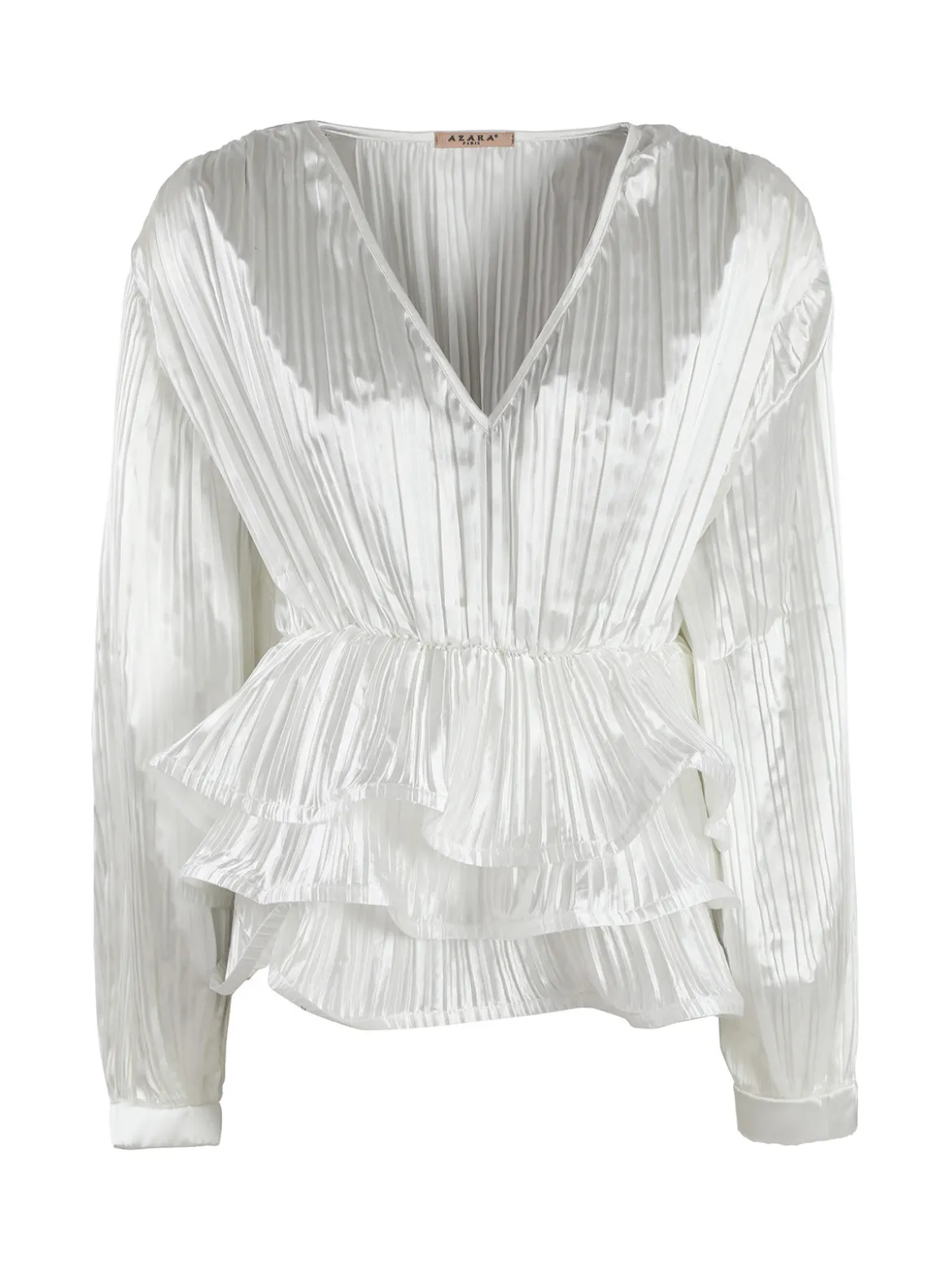 Azaka Blusa donna plissetata con balze sul finale