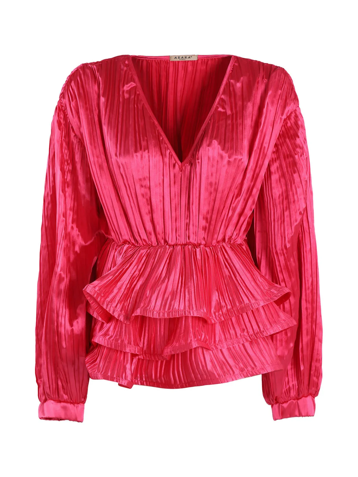 Azaka Blusa donna plissetata con balze sul finale