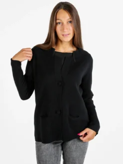 Baci & Abbracci Cardigan donna in maglia con bottoni - nero