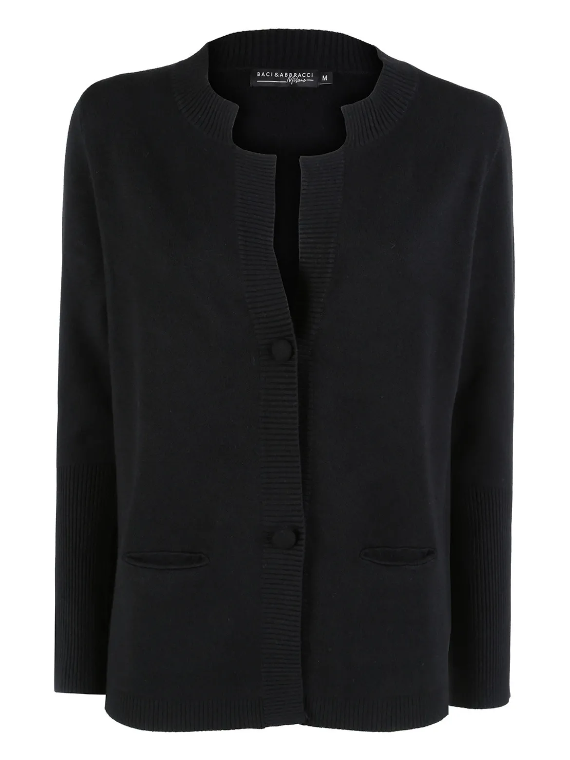 Baci & Abbracci Cardigan donna in maglia con bottoni - nero