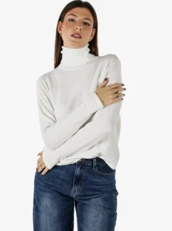 Baci & Abbracci Maglia dolcevita da donna tinta unita - bianco