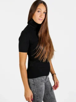 Baci & Abbracci Maglia dolcevita donna a maniche corte - nero