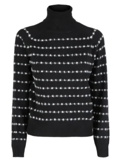 Baci & Abbracci Maglione dolcevita da donna con dettagli pelosi - nero