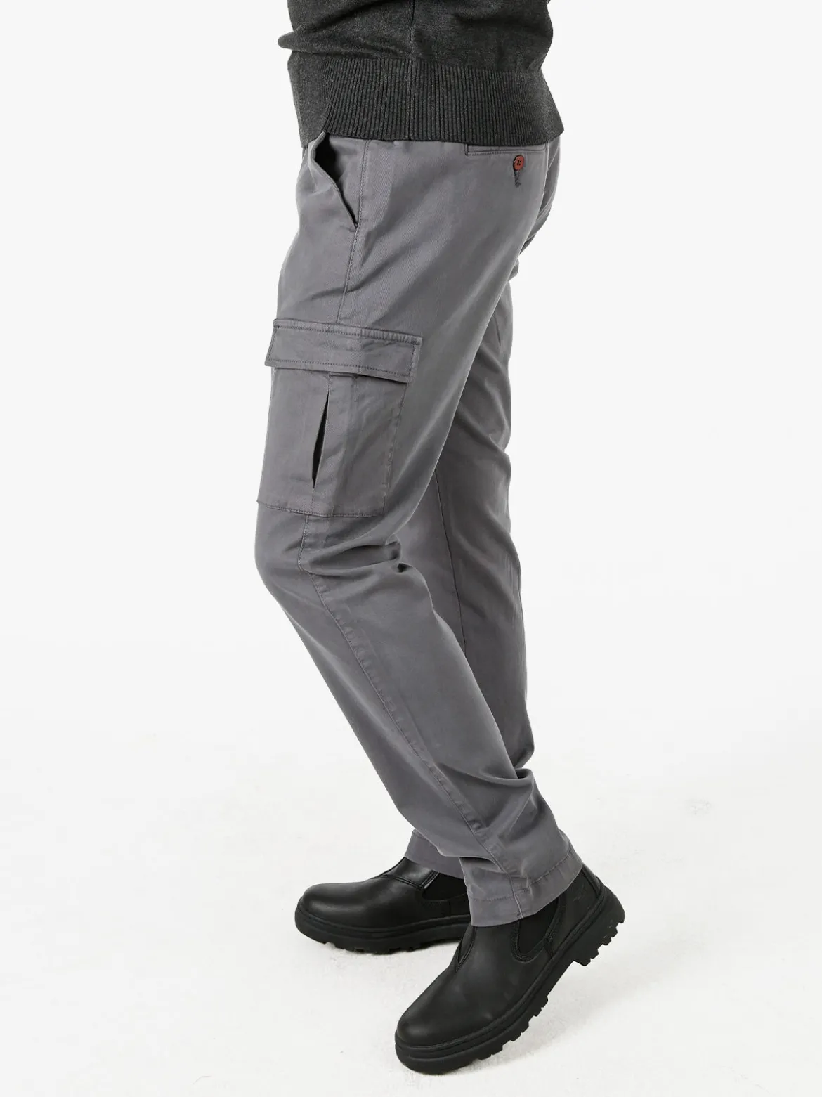Baci & Abbracci Pantaloni uomo in cotone con tasconi - grigio