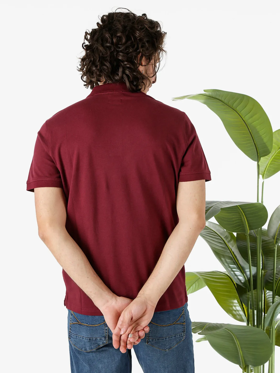 Baci & Abbracci Polo da uomo a maniche corte in cotone - bordeaux