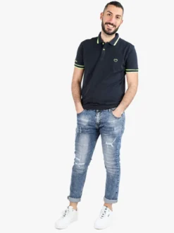 Baci & Abbracci Polo da uomo fluo a maniche corte in cotone