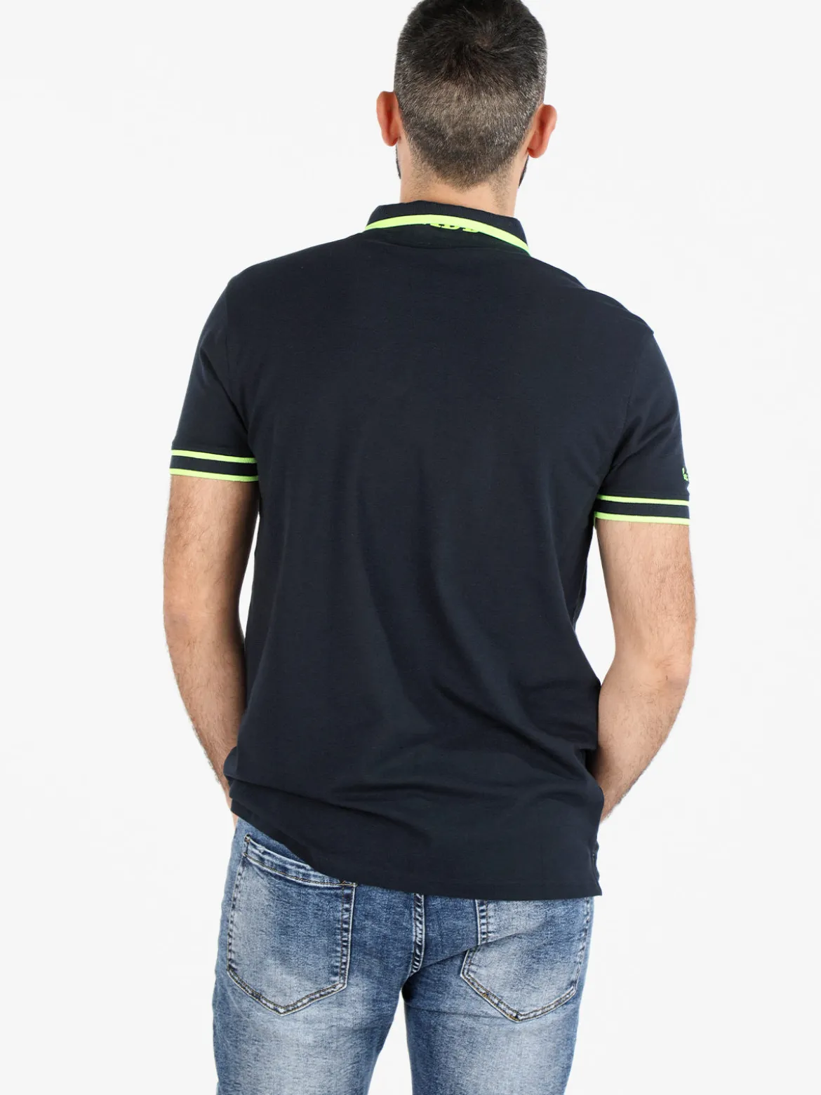 Baci & Abbracci Polo da uomo fluo a maniche corte in cotone