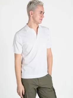Baci & Abbracci Polo da uomo in maglia extra fine a maniche corte