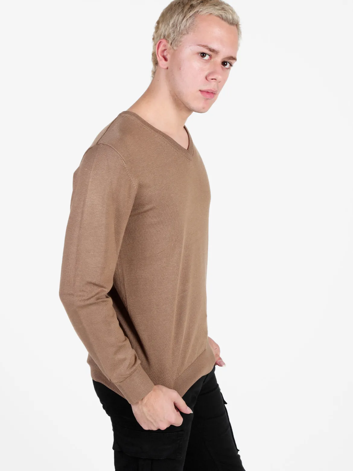 Baci & Abbracci Pullover da uomo in maglia con scollo a V