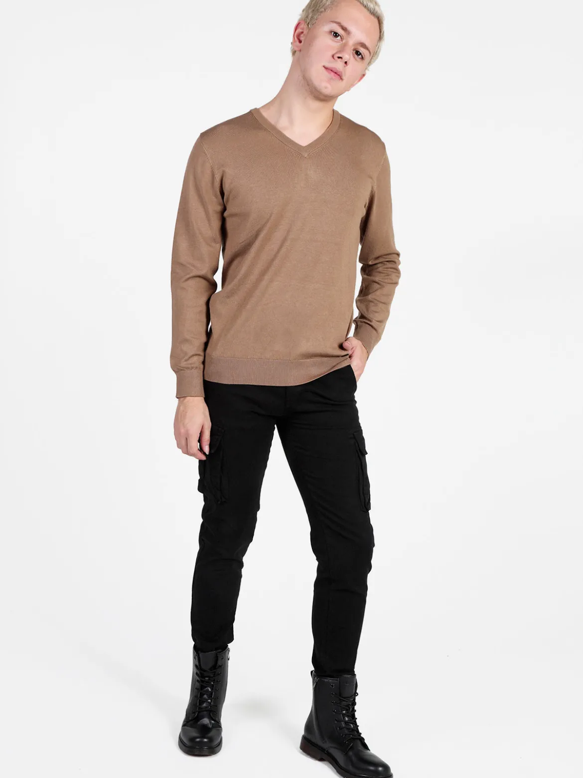 Baci & Abbracci Pullover da uomo in maglia con scollo a V