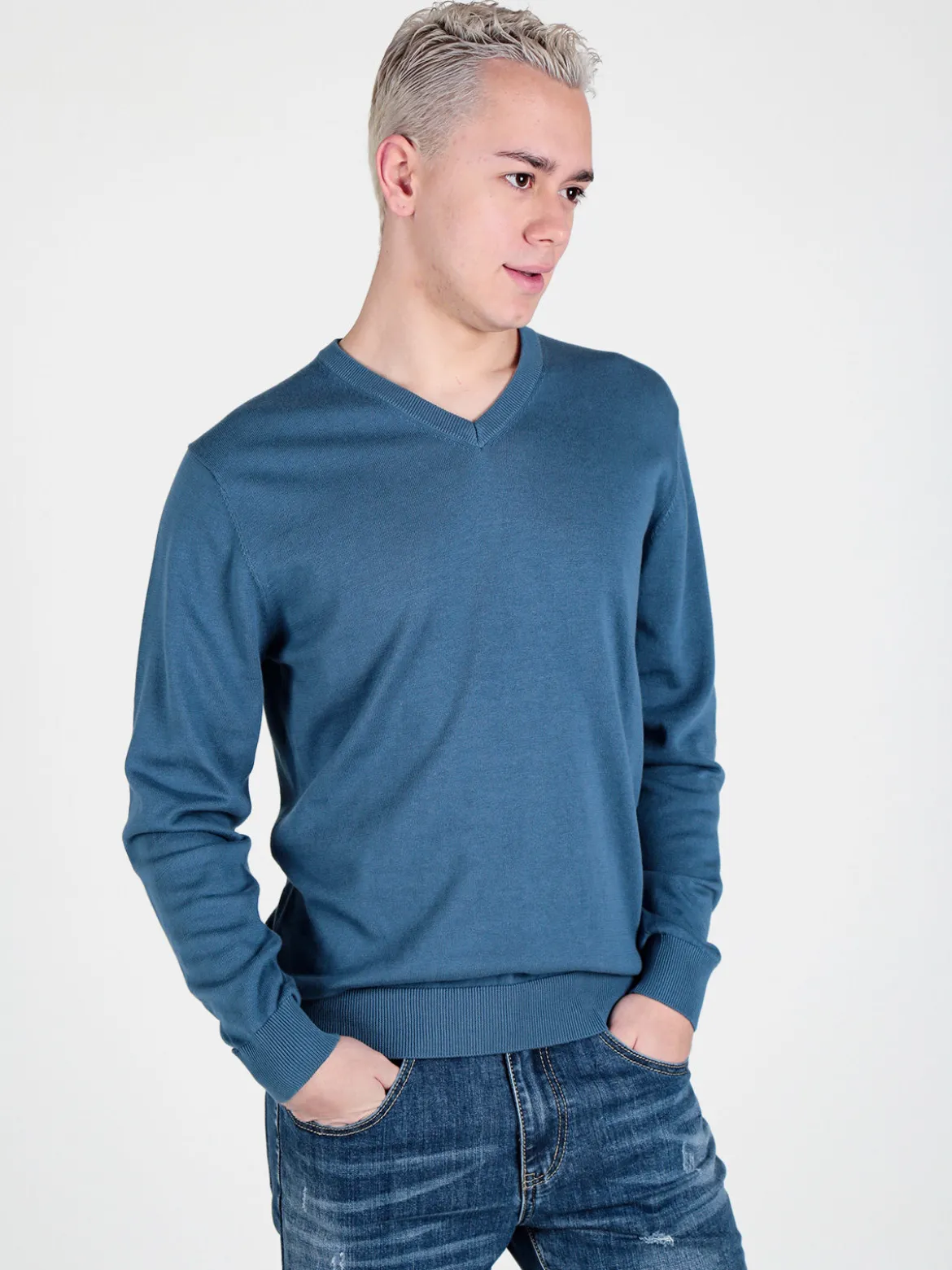 Baci & Abbracci Pullover da uomo in maglia scollo V