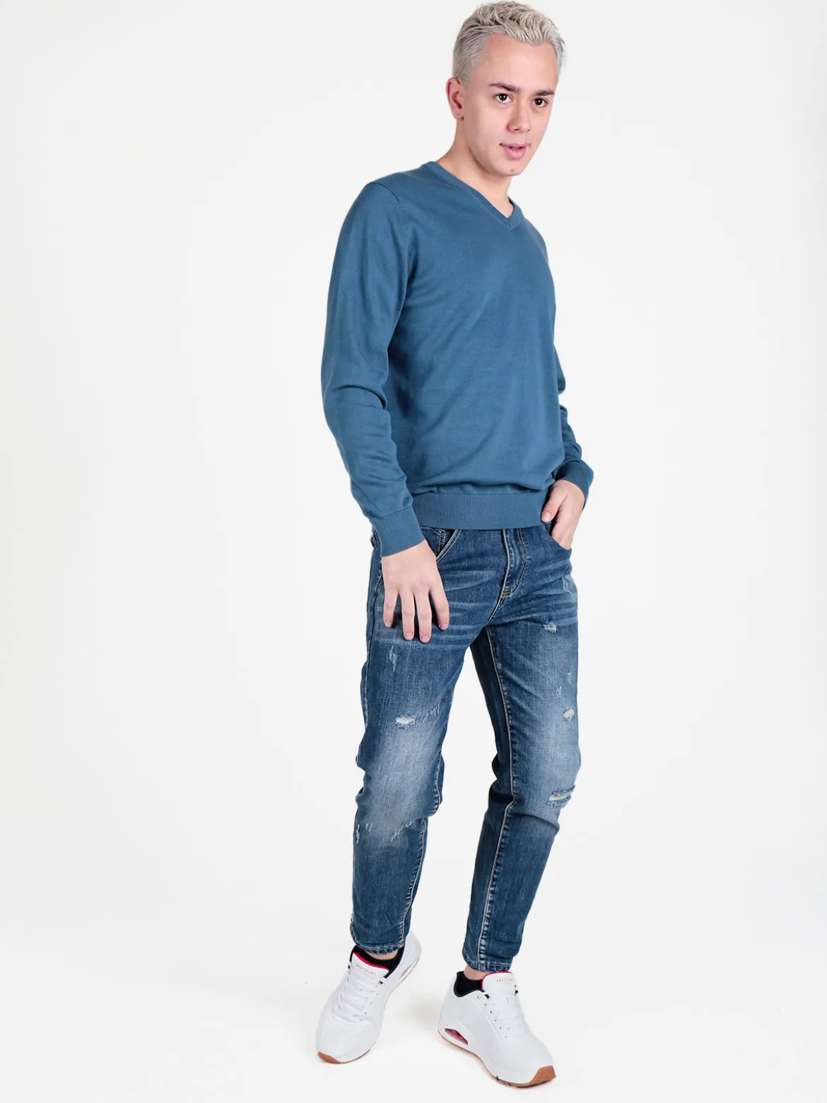 Baci & Abbracci Pullover da uomo in maglia scollo V