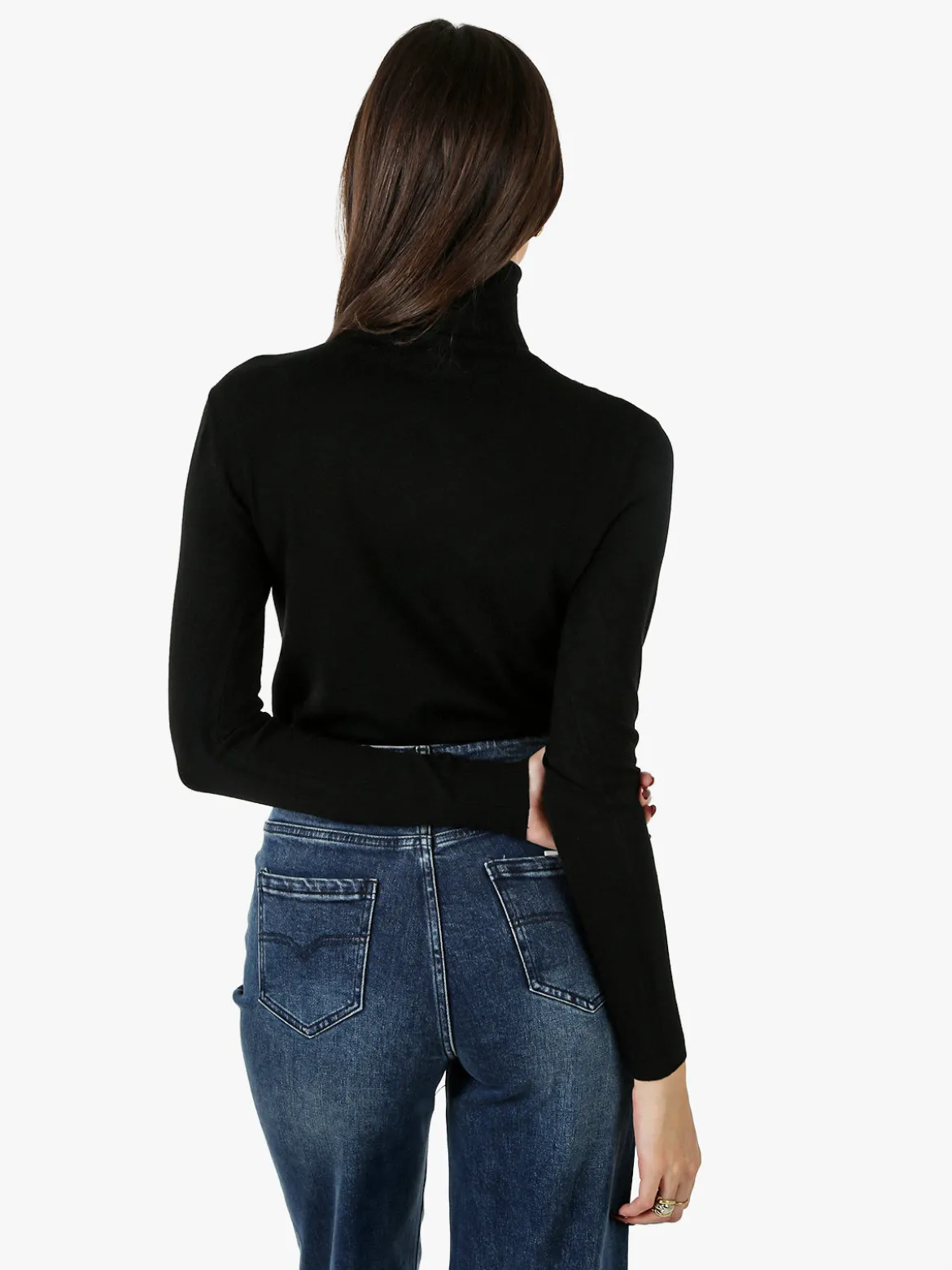 Baci & Abbracci Pullover dolcevita da donna in maglia - nero