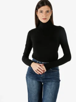 Baci & Abbracci Pullover dolcevita da donna in maglia - nero