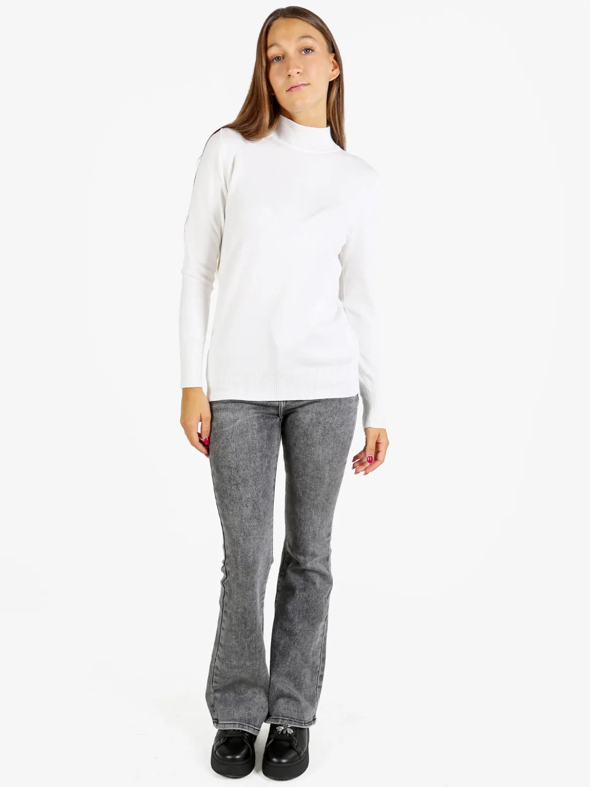 Baci & Abbracci Pullover donna lupetto in maglia - bianco