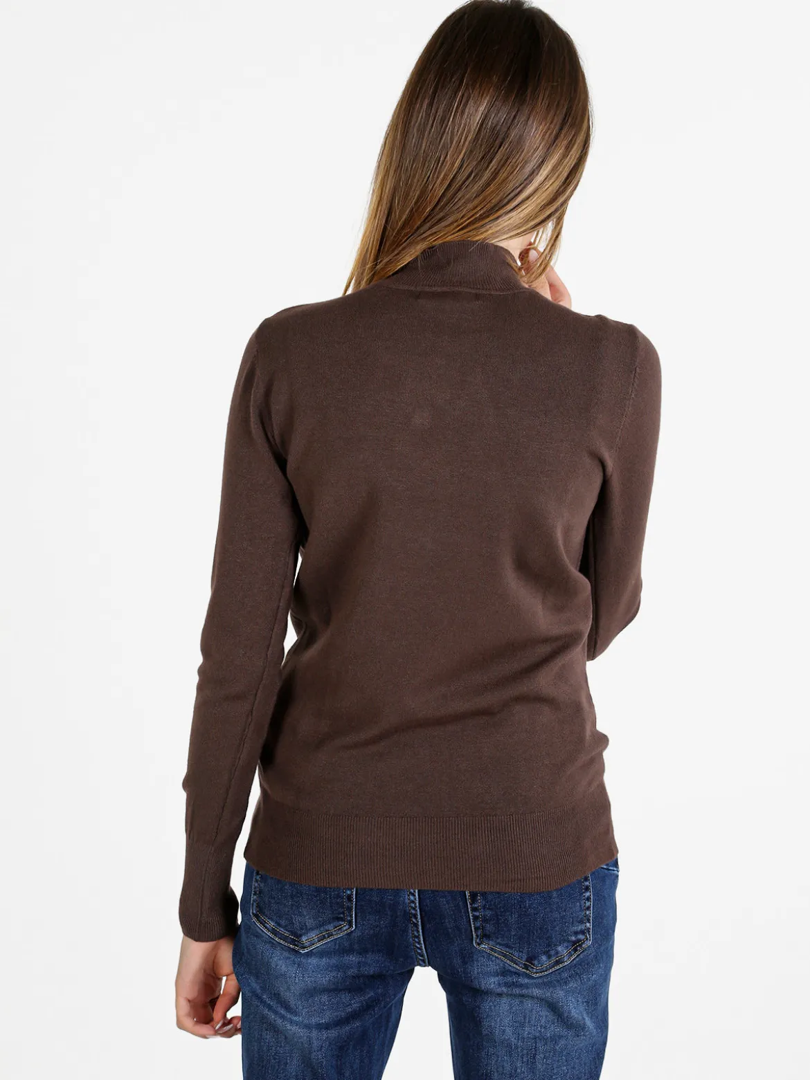 Baci & Abbracci Pullover donna lupetto in maglia - marrone